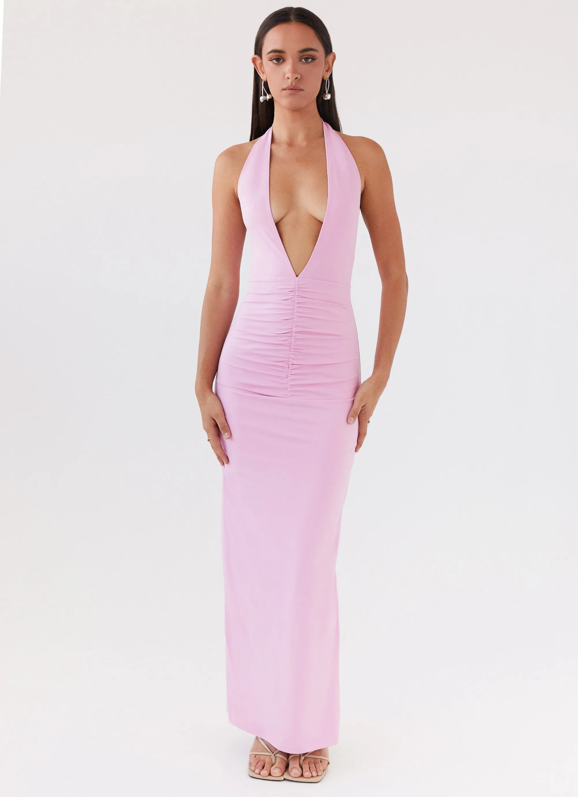 Whisked Away Halterneck Maxi Dress - Pink