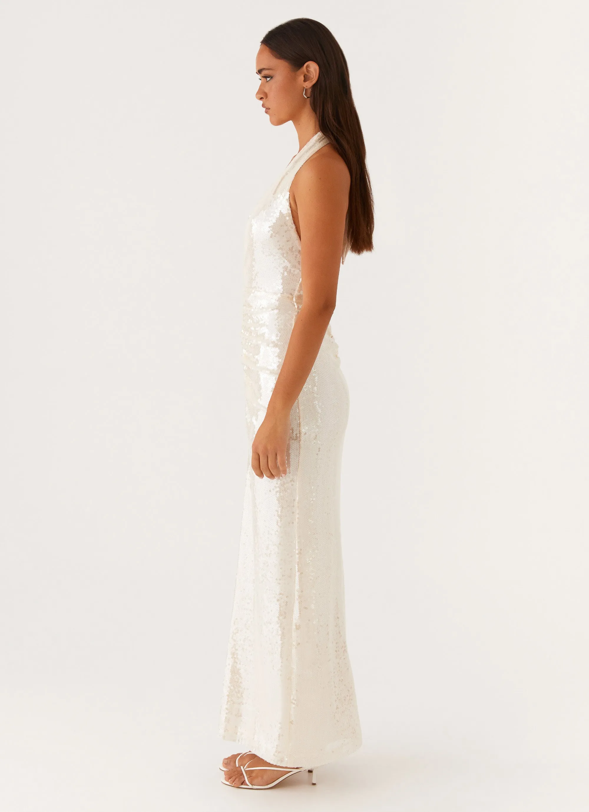 Whisked Away Halterneck Maxi Dress - White