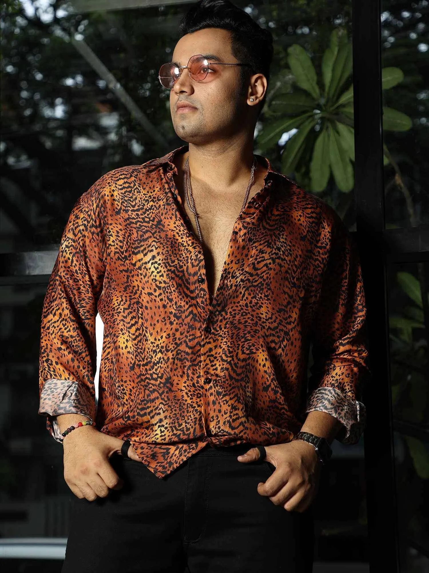 Wild Hunter Printed Silk Full Shirt Men's Plus Size