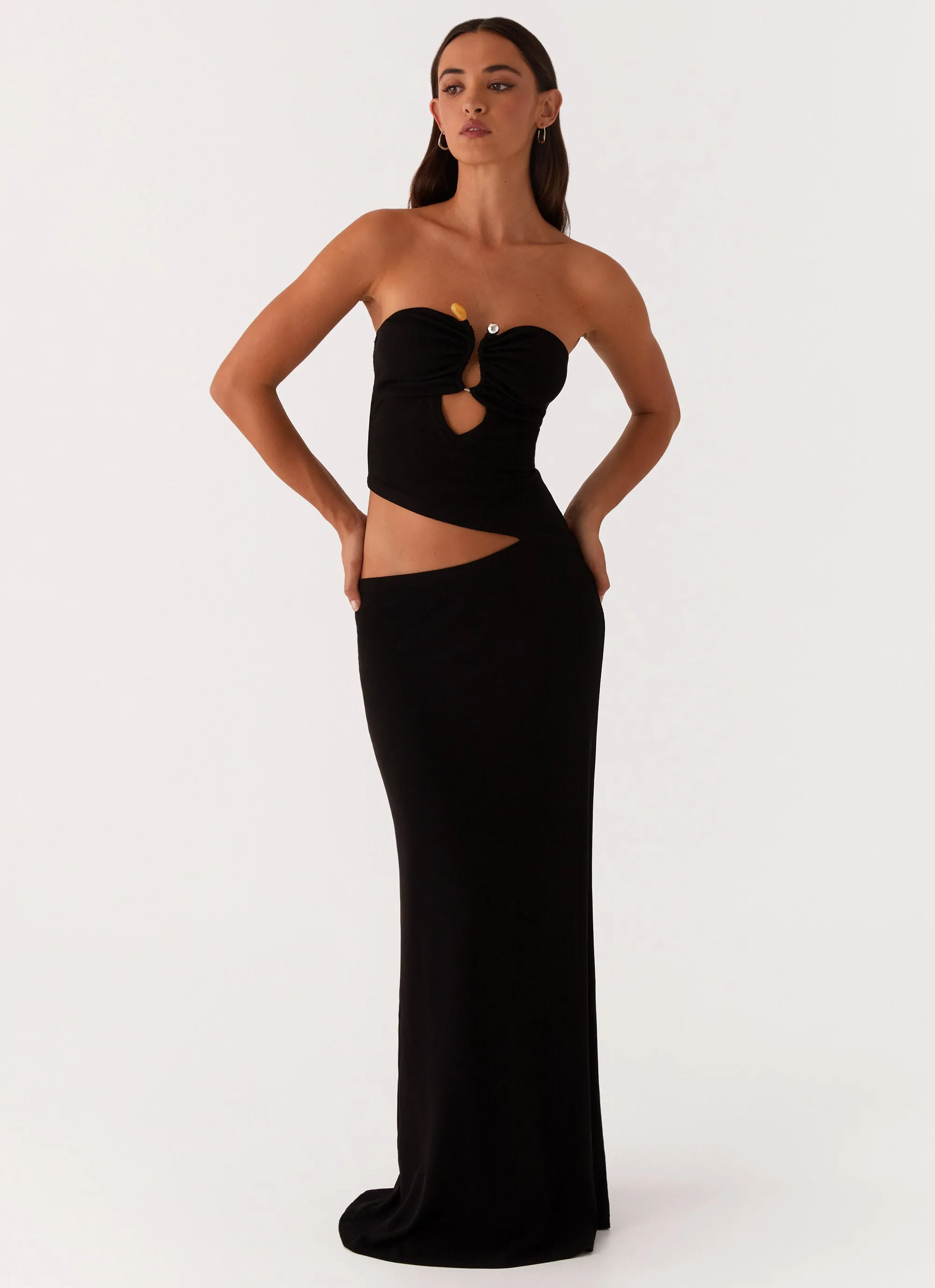 Wild Roses Maxi Dress - Black