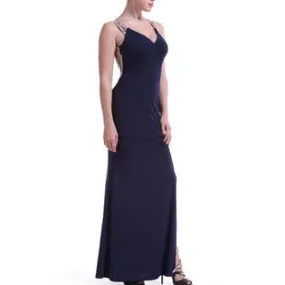 Women Apealing Strap Neck Sleeveless Solid Pattern Slim Fit Alluring Long Split Dress - C959ZWD