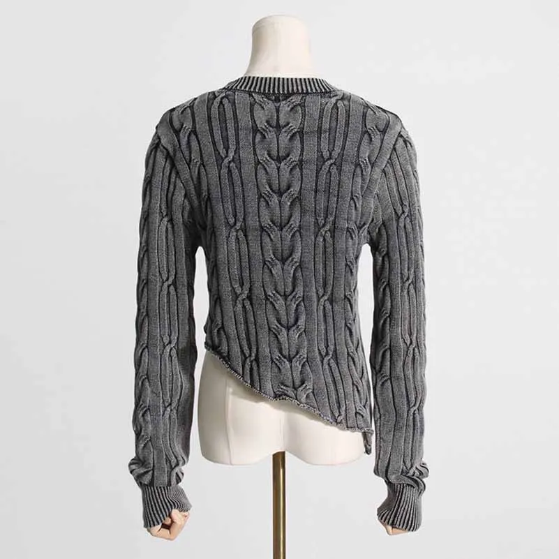 Women Twists Irregular Sweater Pullover Knitted Top