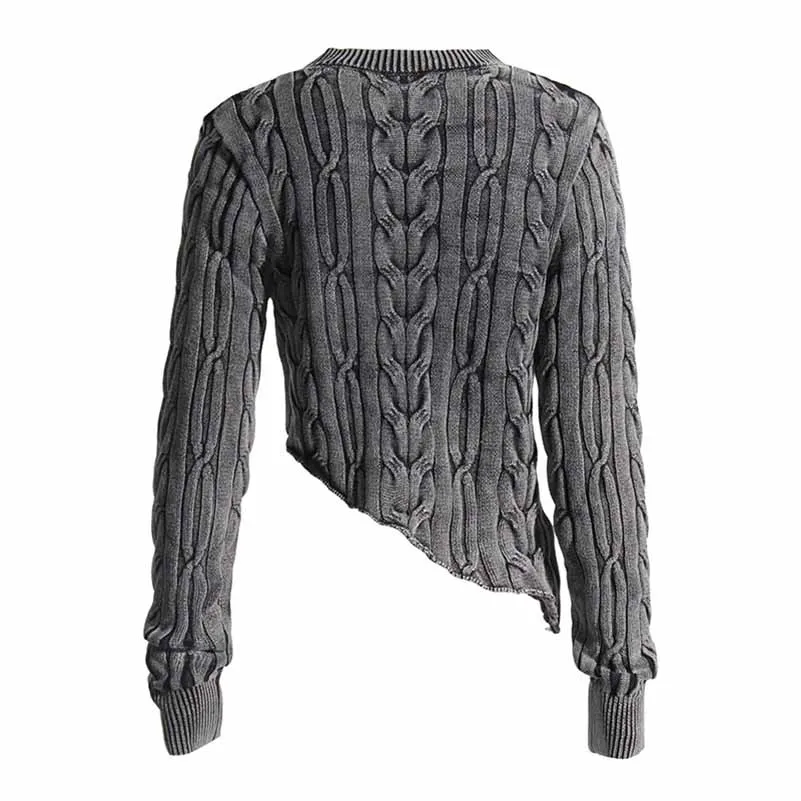 Women Twists Irregular Sweater Pullover Knitted Top