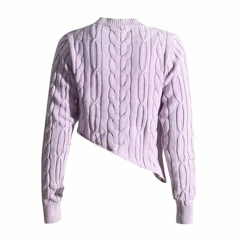 Women Twists Irregular Sweater Pullover Knitted Top