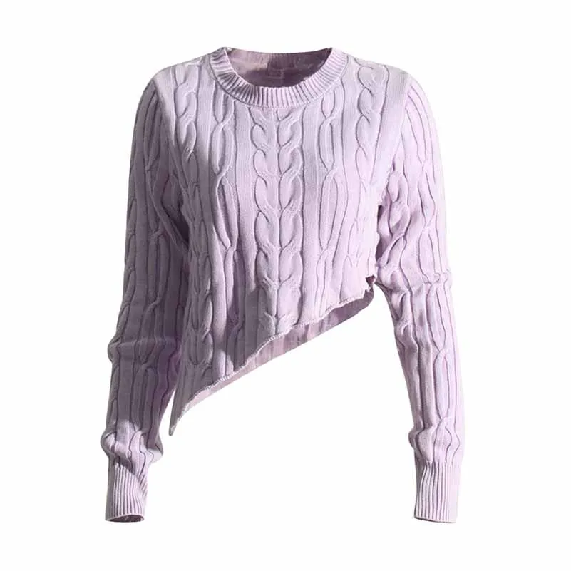 Women Twists Irregular Sweater Pullover Knitted Top