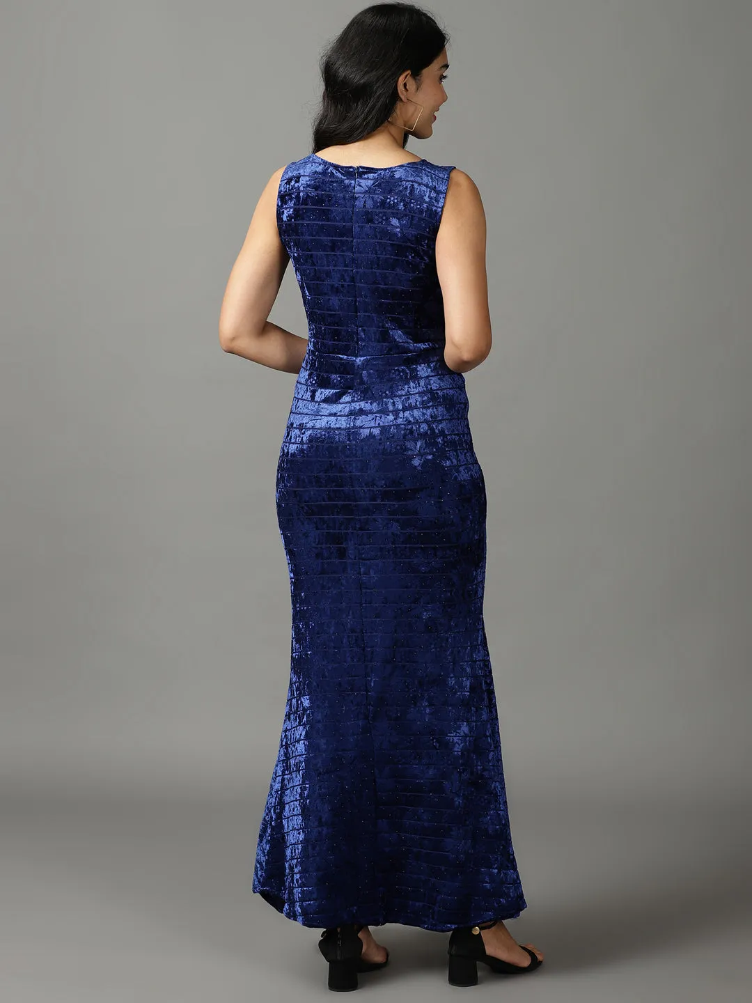 Women's Blue Embellished Maxi Dress