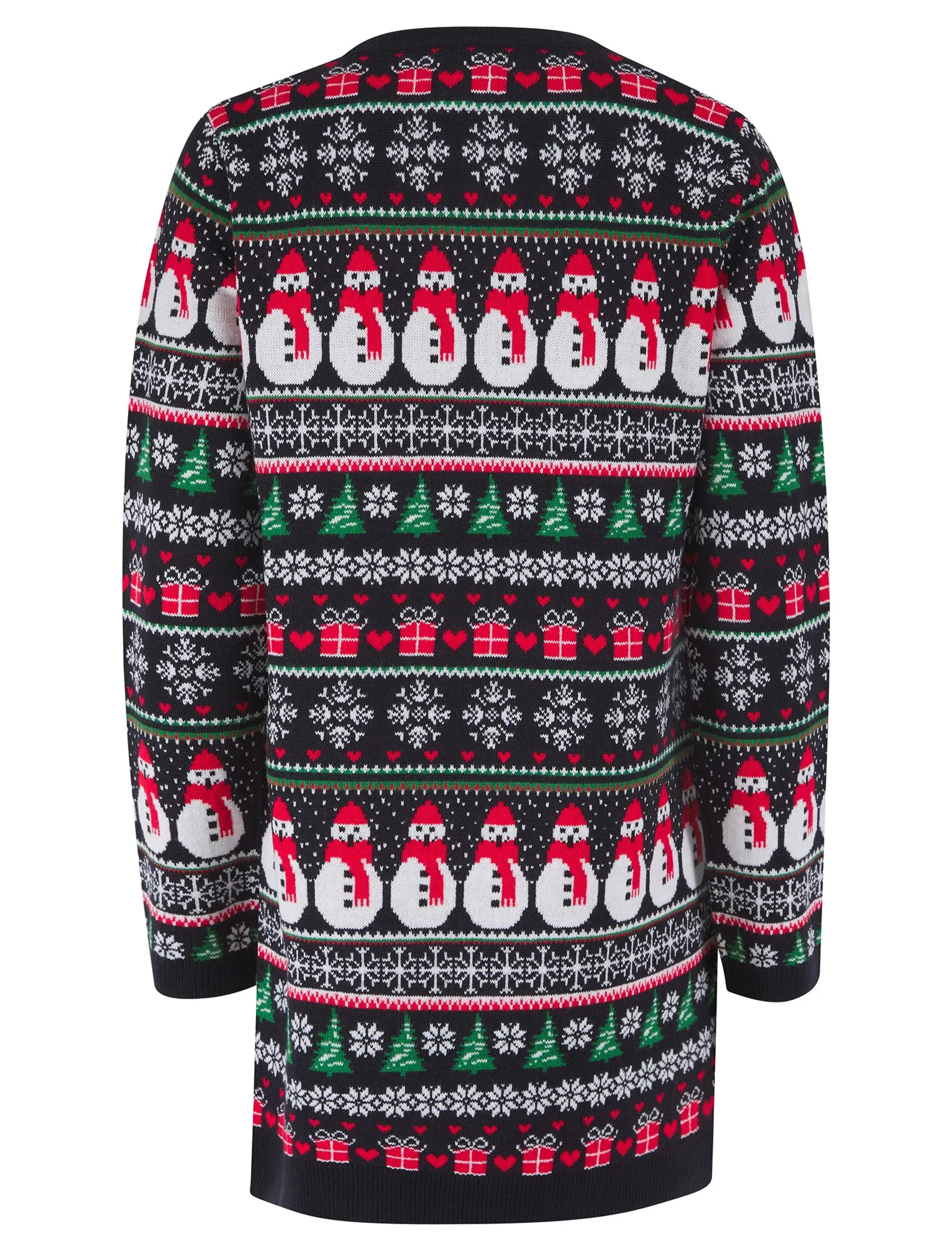 Women's Flakey Novelty Knitted Christmas Jumper Dress in Ink - Merry Christmas