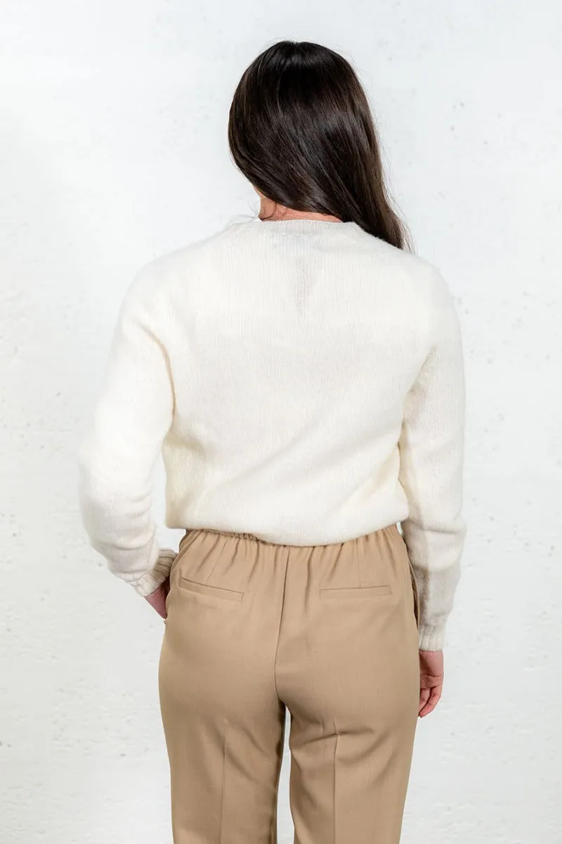 Womens Seamless Saddle Shoulder Shetland Jumper - Winter White