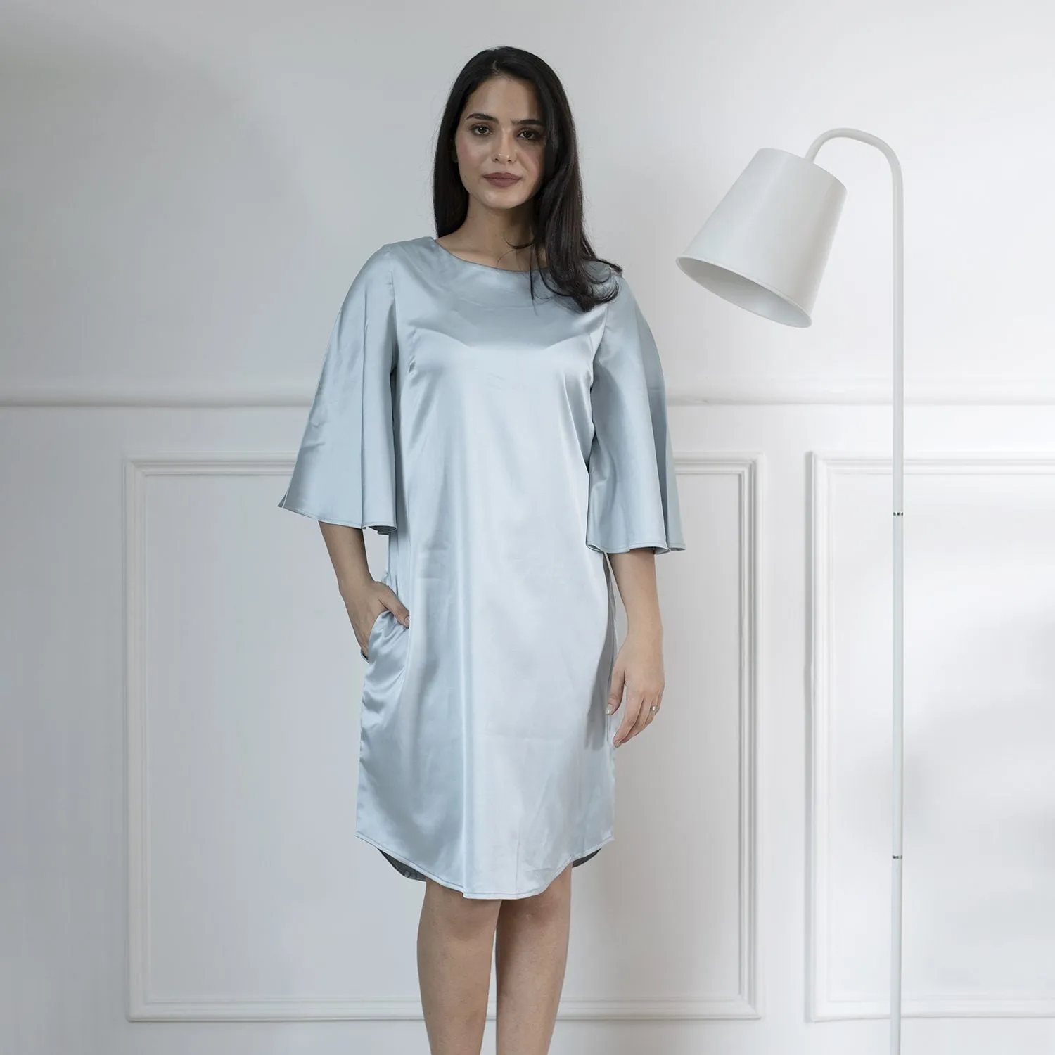 Workwear Satin Grey Evening Dress