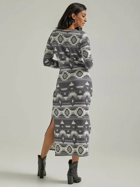 Wrangler Women's Retro Grey and White Southwest Maxi Dress