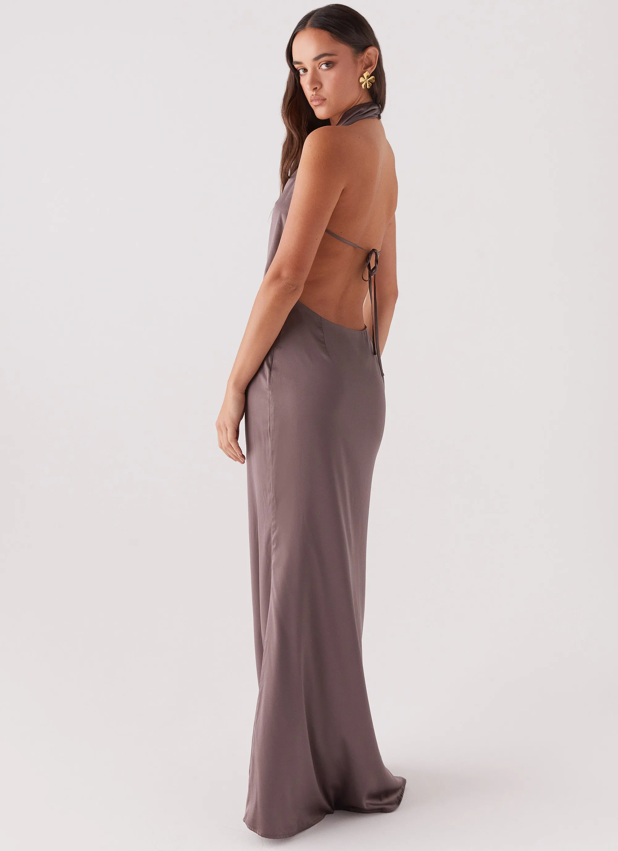 Wynn Satin Maxi Dress - Chocolate