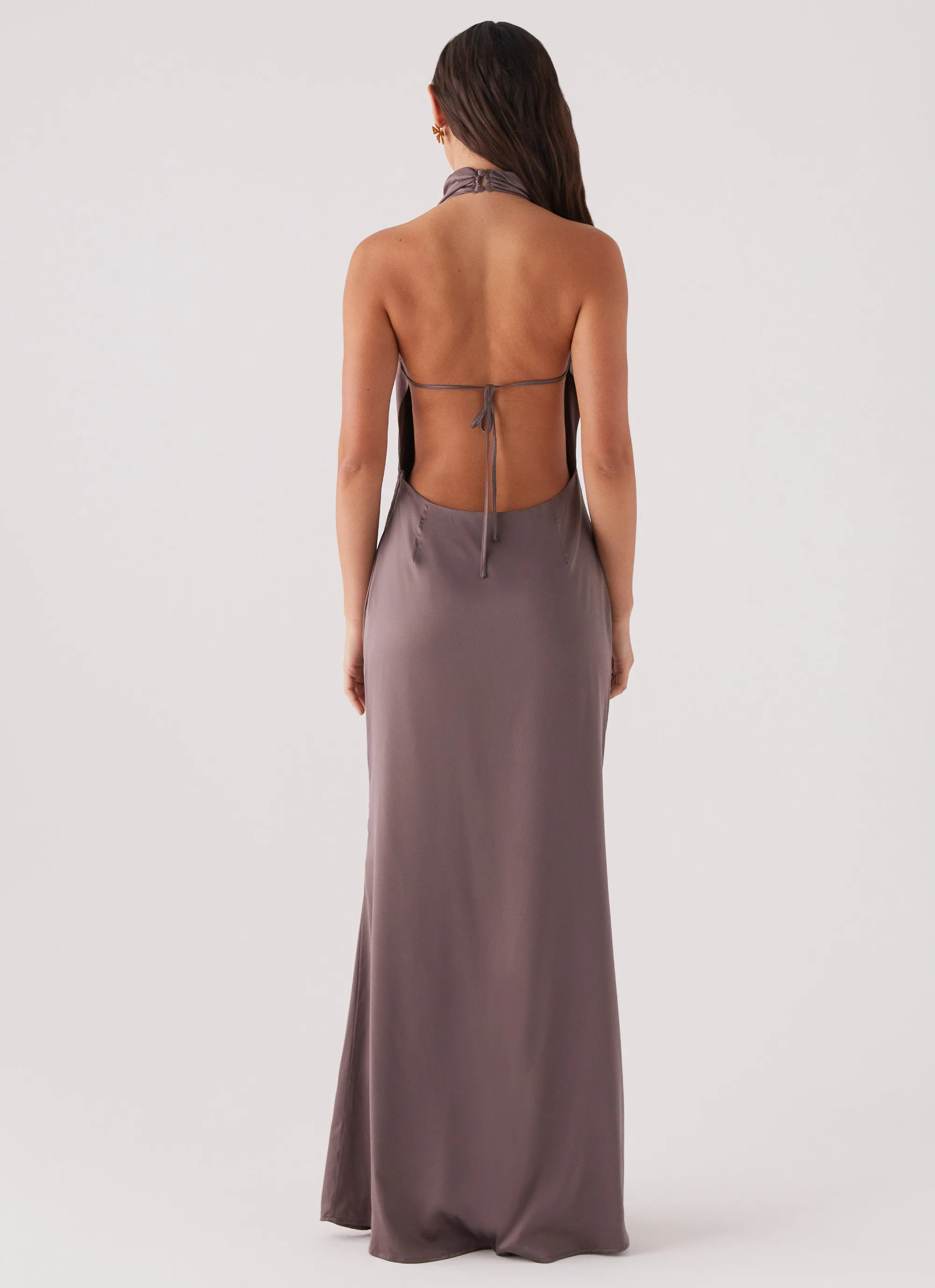 Wynn Satin Maxi Dress - Chocolate