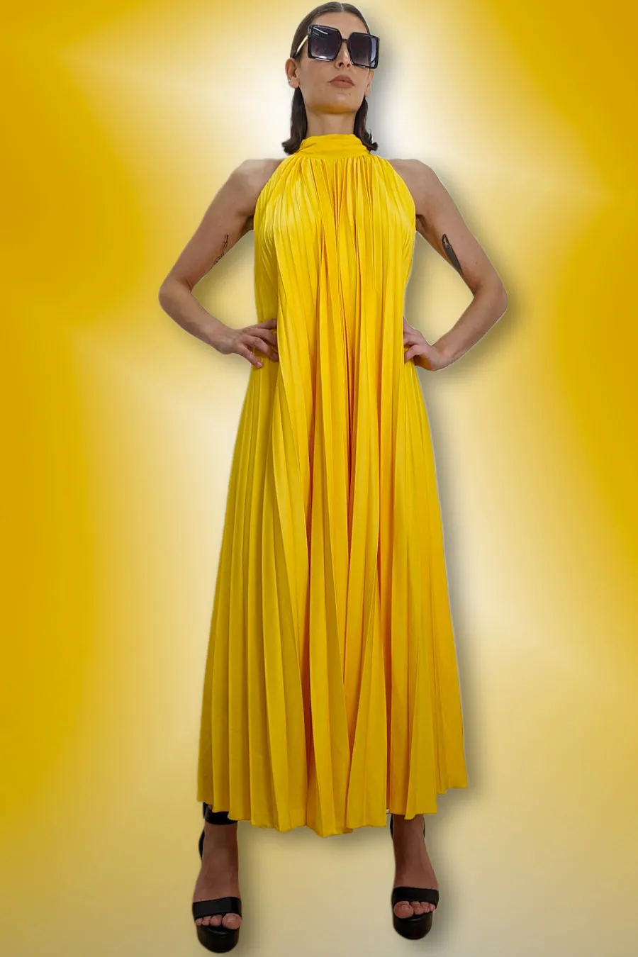 X7551 DRESS (YELLOW, WHT)