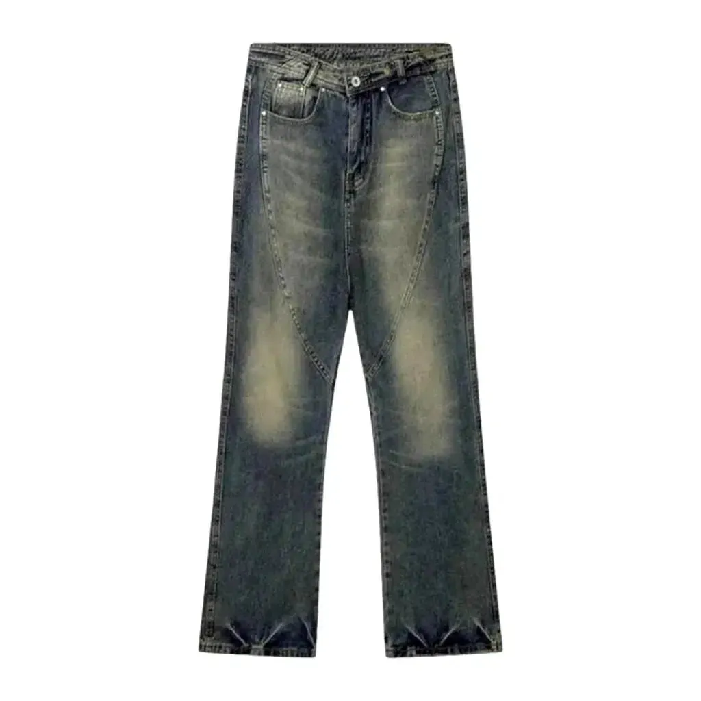 Y2k men's diagonal-seams jeans