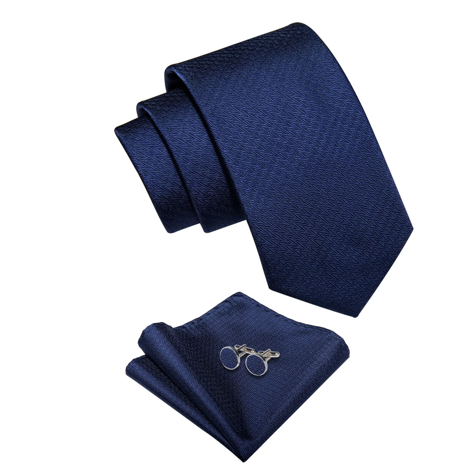 YourTies Black Solid Long Sleeve Shirt with Dark Blue Novelty Silk Tie for Men